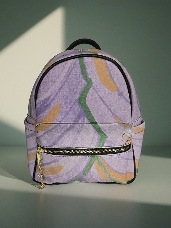Lilac Abstract Print Mini Backpack - Fashion Women Bag